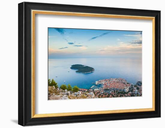 View over Dubrovnik, Lokum Island and Adriatic Sea, Dubrovnik, Dalmatian Coast, Croatia, Europe-Matthew Williams-Ellis-Framed Photographic Print