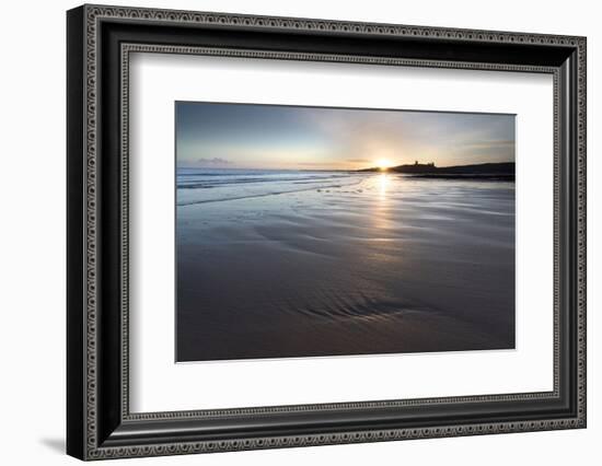 View over Embleton Beach at Sunrise Towards the Silhouetted Ruin of Dunstanburgh Castle-Lee Frost-Framed Photographic Print