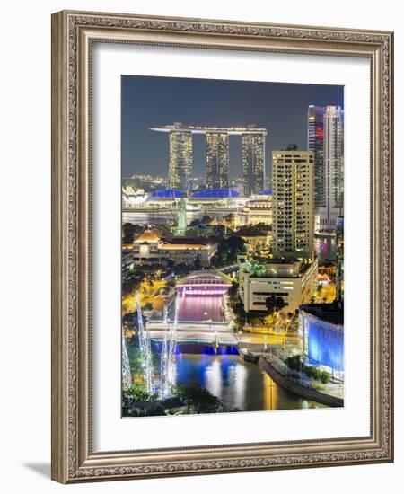 View over Entertainment District of Clarke Quay, Singapore River and City Skyline, Singapore-Gavin Hellier-Framed Photographic Print