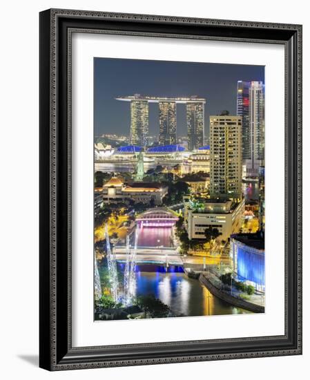 View over Entertainment District of Clarke Quay, Singapore River and City Skyline, Singapore-Gavin Hellier-Framed Photographic Print