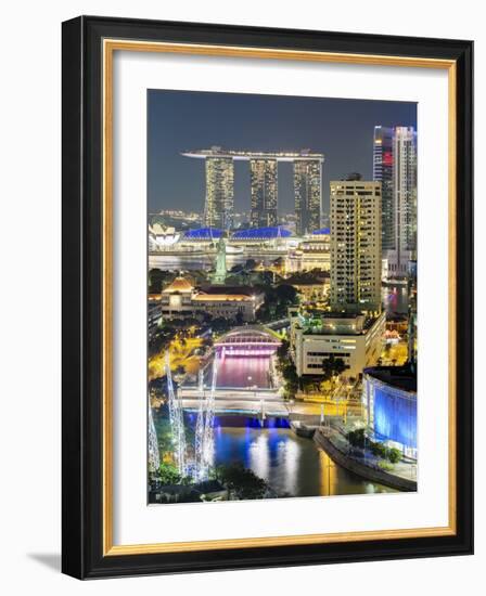 View over Entertainment District of Clarke Quay, Singapore River and City Skyline, Singapore-Gavin Hellier-Framed Photographic Print