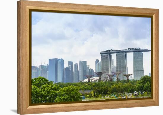 View over Gardens by Bay to Three Towers of Marina Bay Sands Hotel and City Skyline Beyond-Fraser Hall-Framed Premier Image Canvas