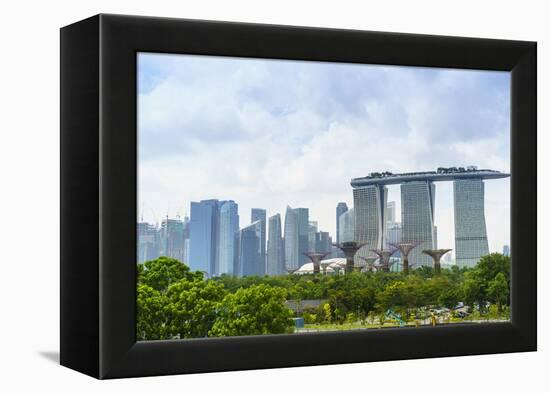 View over Gardens by Bay to Three Towers of Marina Bay Sands Hotel and City Skyline Beyond-Fraser Hall-Framed Premier Image Canvas