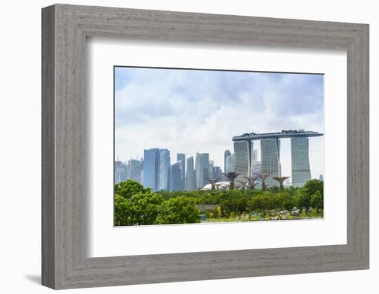 View over Gardens by Bay to Three Towers of Marina Bay Sands Hotel and City Skyline Beyond-Fraser Hall-Framed Photographic Print