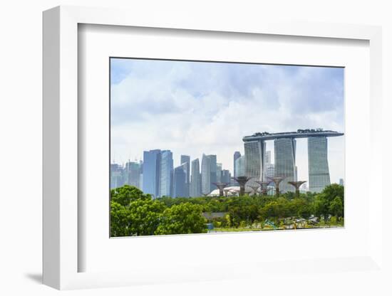 View over Gardens by Bay to Three Towers of Marina Bay Sands Hotel and City Skyline Beyond-Fraser Hall-Framed Photographic Print