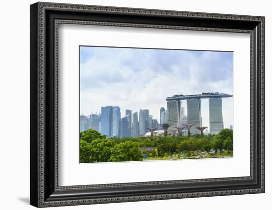 View over Gardens by Bay to Three Towers of Marina Bay Sands Hotel and City Skyline Beyond-Fraser Hall-Framed Photographic Print