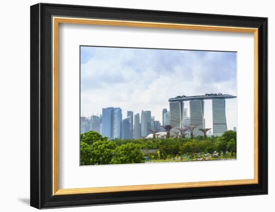 View over Gardens by Bay to Three Towers of Marina Bay Sands Hotel and City Skyline Beyond-Fraser Hall-Framed Photographic Print