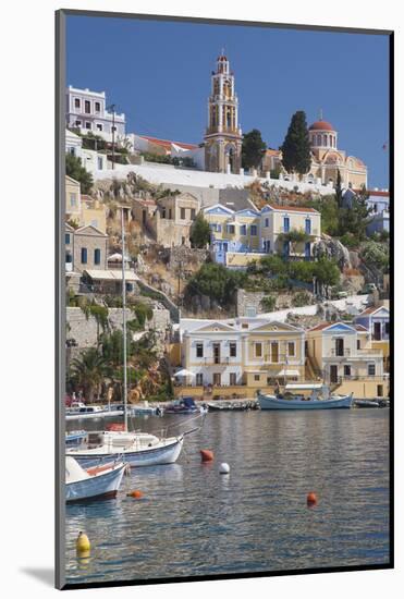 View over Harbour to Colourful Houses and Church, Dodecanese Islands-Ruth Tomlinson-Mounted Photographic Print