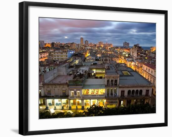 View Over Havana Centro at Night From 7th Floor of Hotel Seville, Havana, Cuba-Lee Frost-Framed Photographic Print