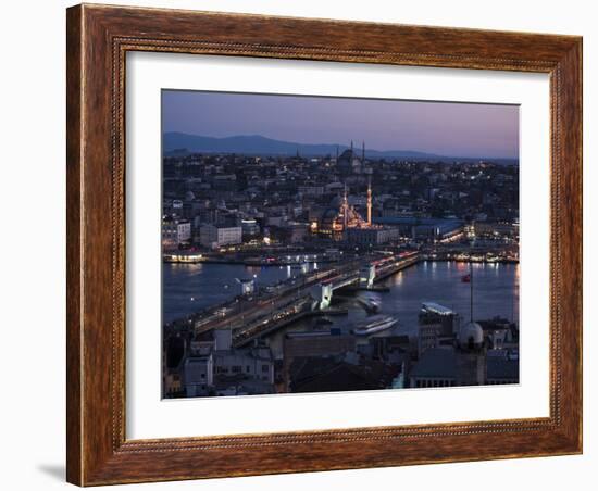 View over Istanbul Skyline from the Galata Tower at Night, Beyoglu, Istanbul, Turkey-Ben Pipe-Framed Photographic Print