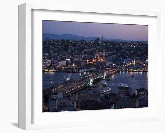 View over Istanbul Skyline from the Galata Tower at Night, Beyoglu, Istanbul, Turkey-Ben Pipe-Framed Photographic Print