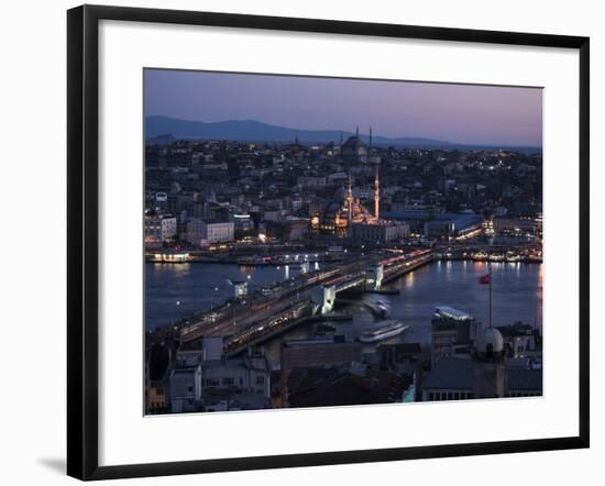 View over Istanbul Skyline from the Galata Tower at Night, Beyoglu, Istanbul, Turkey-Ben Pipe-Framed Photographic Print