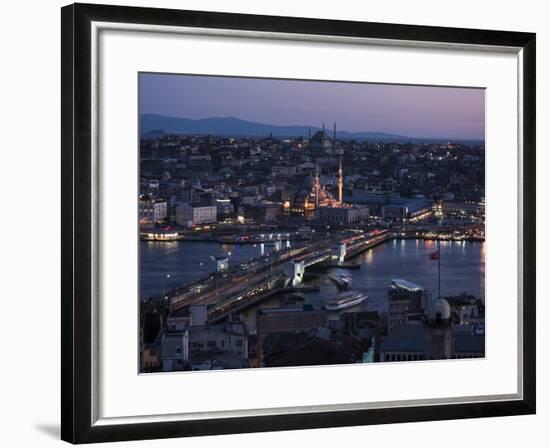 View over Istanbul Skyline from the Galata Tower at Night, Beyoglu, Istanbul, Turkey-Ben Pipe-Framed Photographic Print