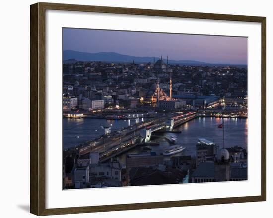 View over Istanbul Skyline from the Galata Tower at Night, Beyoglu, Istanbul, Turkey-Ben Pipe-Framed Photographic Print