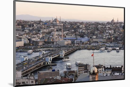 View over Istanbul Skyline from the Galata Tower at Sunset, Beyoglu, Istanbul, Turkey-Ben Pipe-Mounted Photographic Print