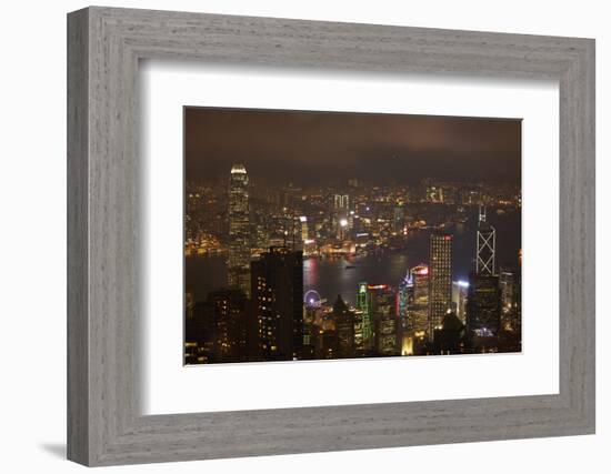 View over Kowloon, Victoria Harbor, and Central, from Victoria Peak, Hong Kong, China-David Wall-Framed Photographic Print