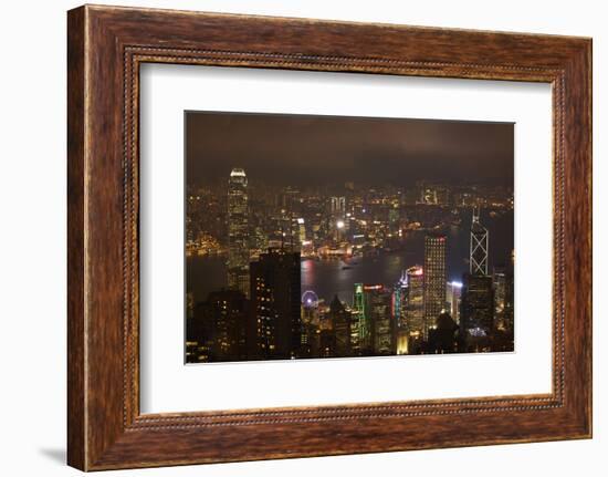 View over Kowloon, Victoria Harbor, and Central, from Victoria Peak, Hong Kong, China-David Wall-Framed Photographic Print