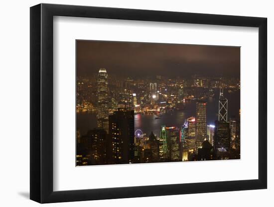 View over Kowloon, Victoria Harbor, and Central, from Victoria Peak, Hong Kong, China-David Wall-Framed Photographic Print
