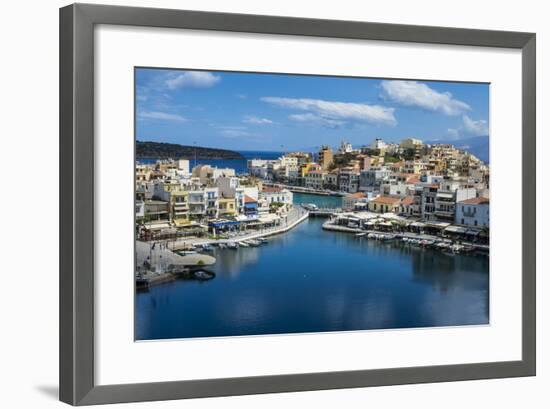 View over Lake Voulismeni, Agios Nikolaos, Crete, Greek Islands, Greece-Michael Runkel-Framed Photographic Print