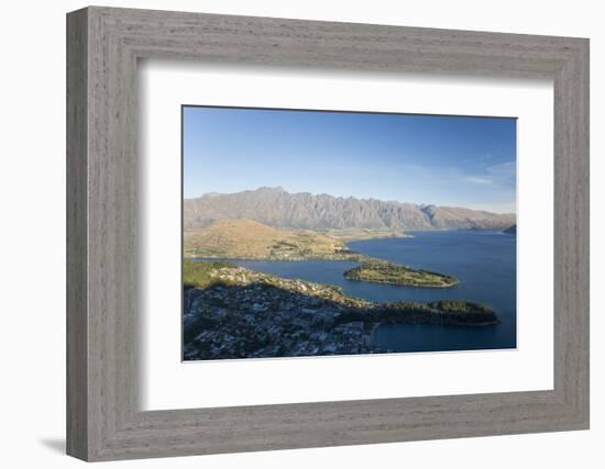 View over Lake Wakatipu to the Remarkables, sunset, Queenstown, Queenstown-Lakes district, Otago, S-Ruth Tomlinson-Framed Photographic Print