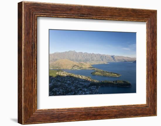 View over Lake Wakatipu to the Remarkables, sunset, Queenstown, Queenstown-Lakes district, Otago, S-Ruth Tomlinson-Framed Photographic Print