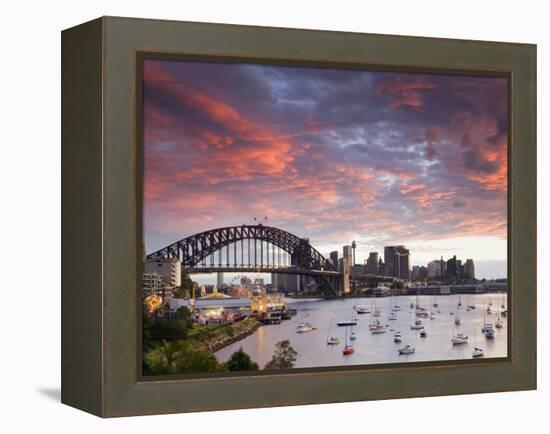 View over Lavendar Bay Toward the Habour Bridge and the Skyline of Central Sydney, Australia-Andrew Watson-Framed Premier Image Canvas