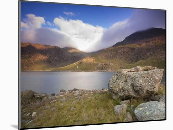 View over Llyn Llydaw Looking at Cloud Covered Peak of Snowdon, Snowdonia National Park, Wales, UK-Ian Egner-Mounted Photographic Print