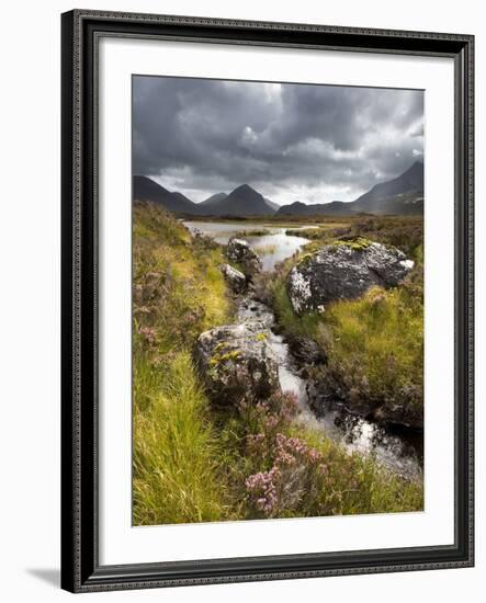 View over Loch Caol to Sgurr Nan Gillean and Marsco, Glen Sligachan, Isle of Skye, Highlands, Scotl-Lee Frost-Framed Photographic Print