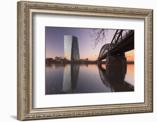 View over Main River to European Central Bank, Frankfurt, Hesse, Germany, Europe-Markus Lange-Framed Photographic Print