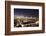 View over Main River to Ignatz Bubis Bridge financial district skyline, Frankfurt, Hesse, Germany, -Markus Lange-Framed Photographic Print