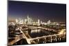 View over Main River to Ignatz Bubis Bridge financial district skyline, Frankfurt, Hesse, Germany, -Markus Lange-Mounted Photographic Print