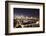 View over Main River to Ignatz Bubis Bridge financial district skyline, Frankfurt, Hesse, Germany, -Markus Lange-Framed Photographic Print