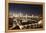 View over Main River to Ignatz Bubis Bridge financial district skyline, Frankfurt, Hesse, Germany, -Markus Lange-Framed Premier Image Canvas