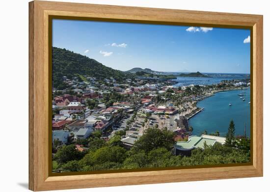 View over Marigot from Fort St. Louis, St. Martin, French territory, West Indies, Caribbean, Centra-Michael Runkel-Framed Premier Image Canvas