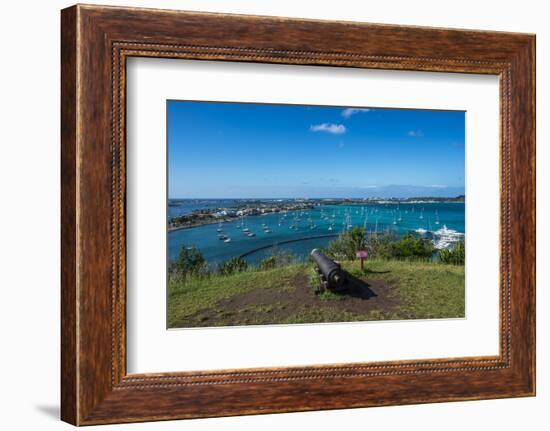 View over Marigot from Fort St. Louis, St. Martin, French territory, West Indies, Caribbean, Centra-Michael Runkel-Framed Photographic Print