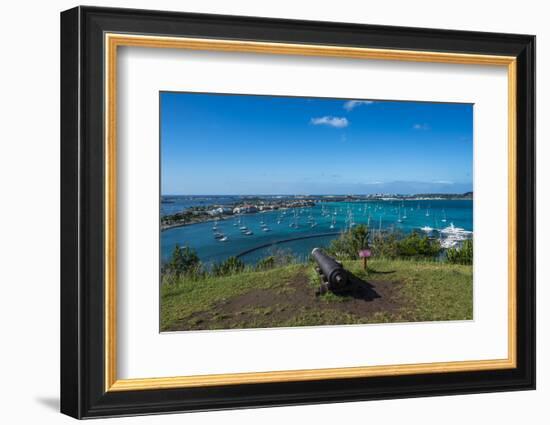 View over Marigot from Fort St. Louis, St. Martin, French territory, West Indies, Caribbean, Centra-Michael Runkel-Framed Photographic Print