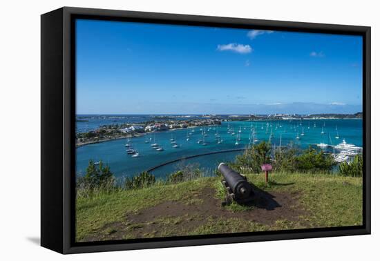 View over Marigot from Fort St. Louis, St. Martin, French territory, West Indies, Caribbean, Centra-Michael Runkel-Framed Premier Image Canvas