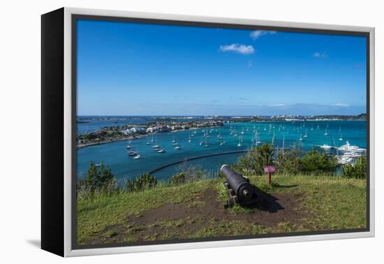 View over Marigot from Fort St. Louis, St. Martin, French territory, West Indies, Caribbean, Centra-Michael Runkel-Framed Premier Image Canvas