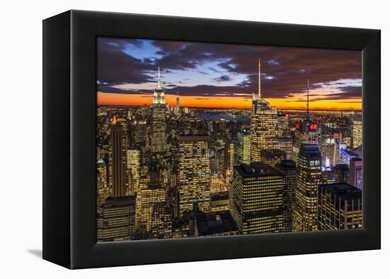 View over Midtown Manhattan skyline at dusk from the Top of the Rock, New York, USA-Stefano Politi Markovina-Framed Premier Image Canvas