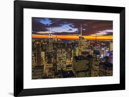 View over Midtown Manhattan skyline at dusk from the Top of the Rock, New York, USA-Stefano Politi Markovina-Framed Photographic Print