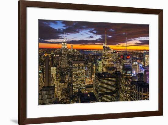 View over Midtown Manhattan skyline at dusk from the Top of the Rock, New York, USA-Stefano Politi Markovina-Framed Photographic Print