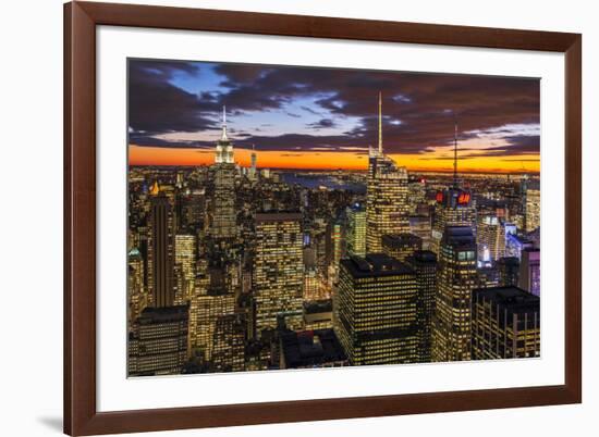 View over Midtown Manhattan skyline at dusk from the Top of the Rock, New York, USA-Stefano Politi Markovina-Framed Photographic Print