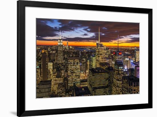 View over Midtown Manhattan skyline at dusk from the Top of the Rock, New York, USA-Stefano Politi Markovina-Framed Photographic Print