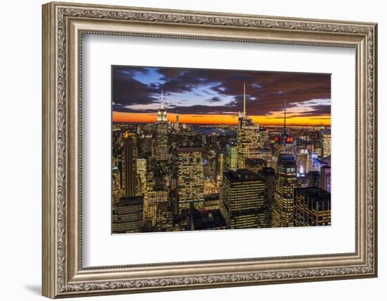 View over Midtown Manhattan skyline at dusk from the Top of the Rock, New York, USA-Stefano Politi Markovina-Framed Photographic Print