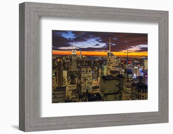 View over Midtown Manhattan skyline at dusk from the Top of the Rock, New York, USA-Stefano Politi Markovina-Framed Photographic Print