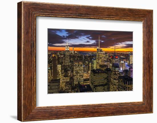 View over Midtown Manhattan skyline at dusk from the Top of the Rock, New York, USA-Stefano Politi Markovina-Framed Photographic Print