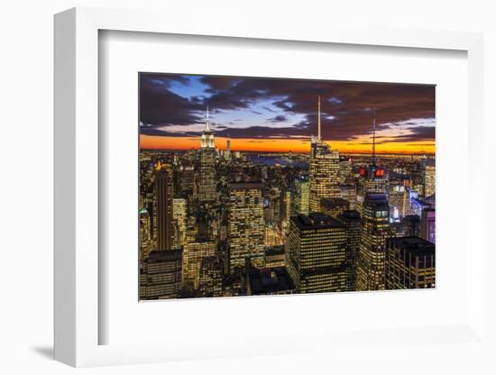 View over Midtown Manhattan skyline at dusk from the Top of the Rock, New York, USA-Stefano Politi Markovina-Framed Photographic Print