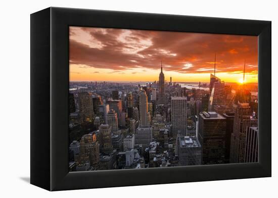 View over Midtown Manhattan skyline at sunset from the Top of the Rock, New York, USA-Stefano Politi Markovina-Framed Premier Image Canvas