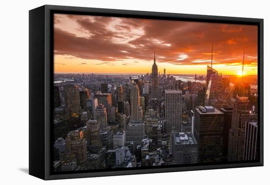 View over Midtown Manhattan skyline at sunset from the Top of the Rock, New York, USA-Stefano Politi Markovina-Framed Premier Image Canvas