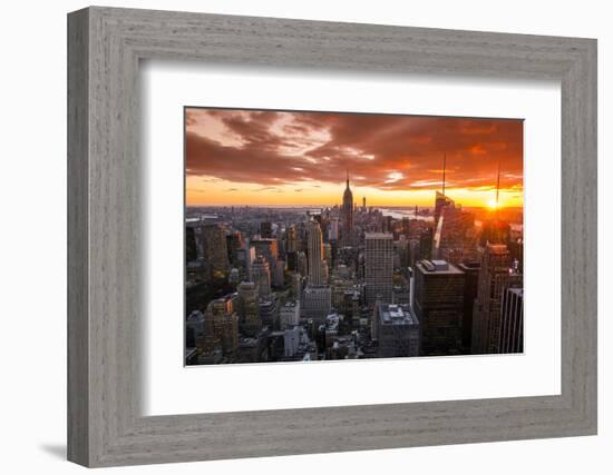 View over Midtown Manhattan skyline at sunset from the Top of the Rock, New York, USA-Stefano Politi Markovina-Framed Photographic Print